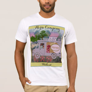 Paard camping land boerderij vierkante sticker t-shirt