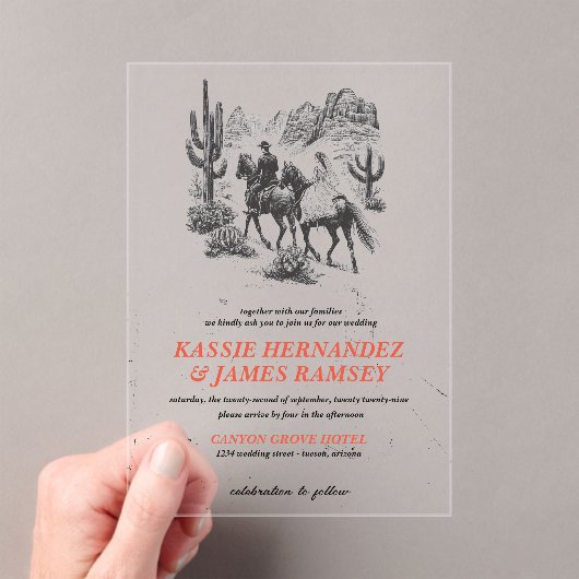 Paard Canyon Paar Bruiloft Acryl Uitnodigingen (Insitu (Draagbaar))