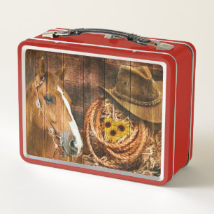 Paard Cowboy Hoed Lasso Zonnebloem Rustieke Schuur
