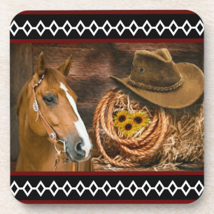 Paard Cowboyhoed Lasso Westers Patroon Bier Onderzetter