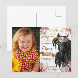 Paard cute roze Verjaardagsfeestje Briefkaart