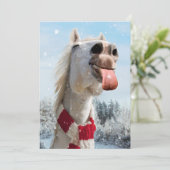 Paard dat sneeuwvlokken vangt kaart (Staand voorkant)