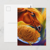 Paard eet spaghetti briefkaart (Voorkant / Achterkant)