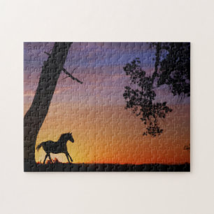 Paard Eik Zuidwestelijke Zonsondergang Legpuzzel