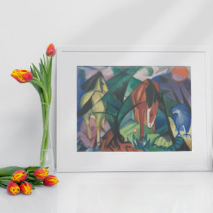 Paard en Adelaar van Franz Marc, Vintage Cubisme K Poster