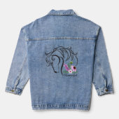 Paard en bloemen denim jacket (Achterkant)