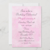 Paard en bloemen roze verjaardag uitnodiging (Achterkant)