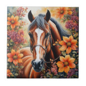 Paard en bloemen tegeltje (Voorkant)