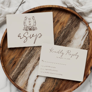 Paard en bloemen Western Country Boho Wedding RSVP Kaartje