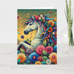 Paard en bloemen Whimsical Gepersonaliseerde Verja Kaart