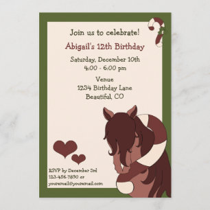 Paard en Candy Cane Verjaardag Uitnodiging