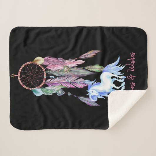 Paard en Dreamcatcher ~ Dromen en wensen BOHO Sherpa Deken (Voorkant (horizontaal))