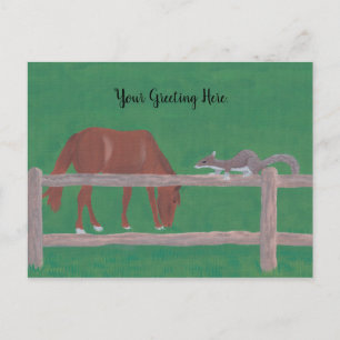 Paard en eekhoorn, grazen en staren Briefkaarten