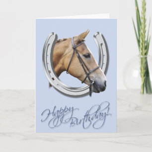 Paard en hoefijzerverjaardag kaart
