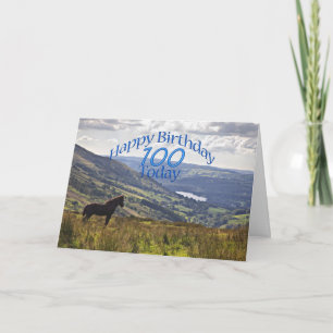 Paard en landschap 100ste verjaardagskaart kaart