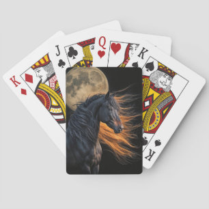 Paard en maan die manen laten wapperen pokerkaarten