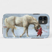 Paard en meisje in de sneeuw Case-Mate iPhone case (Achterkant (horizontaal))