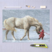 Paard en meisje in de winter tissuepapier (Craft)