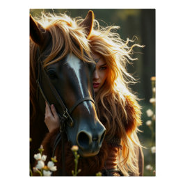 Paard en metgezel Fantasy Art Perfect Poster