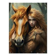 Paard en metgezel Fantasy Art