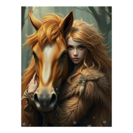 Paard en metgezel Fantasy Art Perfect Poster