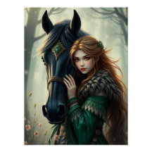 Paard en metgezel Fantasy Art