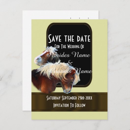 Paard en pony ruitersport redden de datum aankondigingskaart (Voorkant / Achterkant)