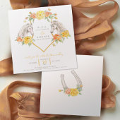 Paard en rozen waterverf kunst vierkante bruiloft kaart