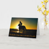 Paard en Ruiter op het Strand bij het Silhouet van Kaart (Gele Bloem)