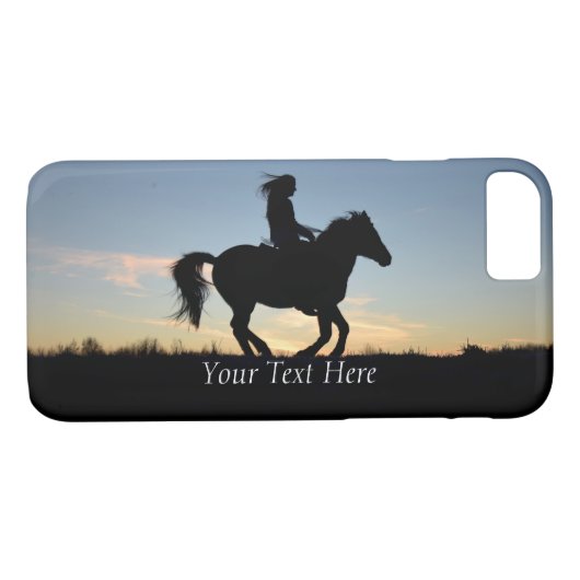 Paard en ruiter silhouet gepersonaliseerd Case-Mate iPhone case (Achterkant (Horizontaal))