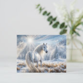  Paard en Sneeuw Kerst Feestdagenkaart (Staand voorkant)