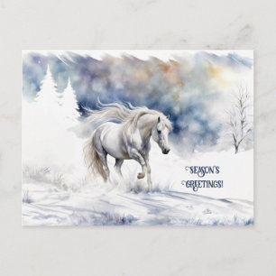 Paard en Sneeuw Kersttijd Groeten Feestdagenkaart