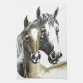 Paard en veulen keukenhanddoek (Verticaal)
