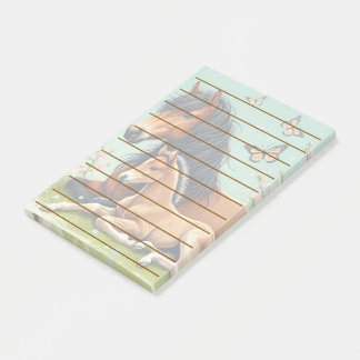 Paard en veulen rusten in een lente setting post-it® notes