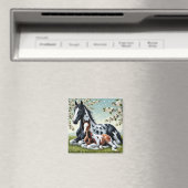 Paard en veulen rusten te midden van bloeiende bom magneet (Insitu (Vaatwasser))