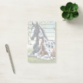 Paard en veulen rusten te midden van bloeiende bom post-it® notes (Kantoor)