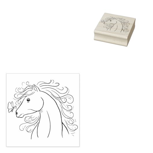 Paard en vlinder rubberstempel (Gestempeld)