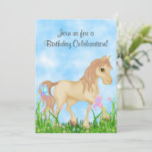 Paard en vlinders verjaardagsuitnodiging kaart (Staand voorkant)