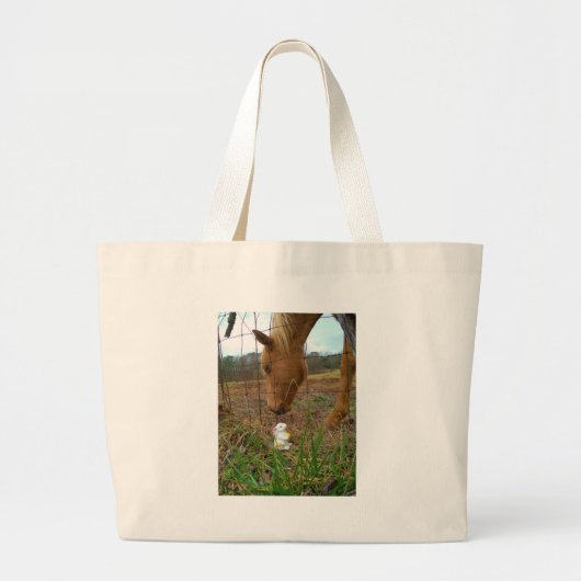 Paard en voorbloem Bunny Grote Tote Bag (Voorkant)