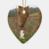 Paard en voorbloem Bunny Keramisch Ornament (Links)