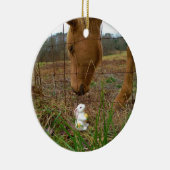 Paard en voorbloem Bunny Keramisch Ornament (Rechts)