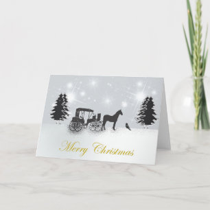 Paard en wagen, Bird Christmas Kaart