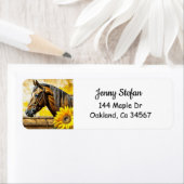 Paard en Zonnebloem Mooie AI Art Etiket (Insitu)