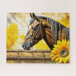 Paard en Zonnebloem Mooie AI Art Legpuzzel