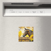 Paard en Zonnebloem Mooie AI Art Magneet (Insitu (Vaatwasser))