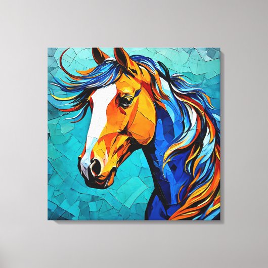 Paard Gebrandschilderd Glas Canvas Afdruk (Voorkant)