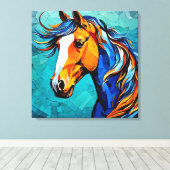 Paard Gebrandschilderd Glas Canvas Afdruk (Insitu (Houten vloer))