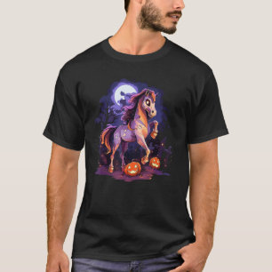 Paard Geest Schedel Gezicht Griezelige Jack-o-Lant T-shirt