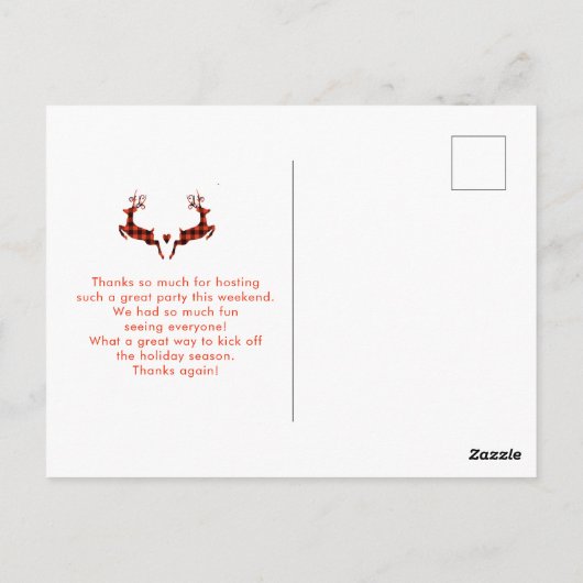 Paard getrokken slee kerstscène dank u briefkaart (Achterkant)