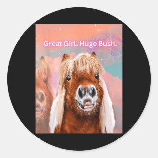 Paard Geweldig Meisje Enorme Struik Ronde Sticker